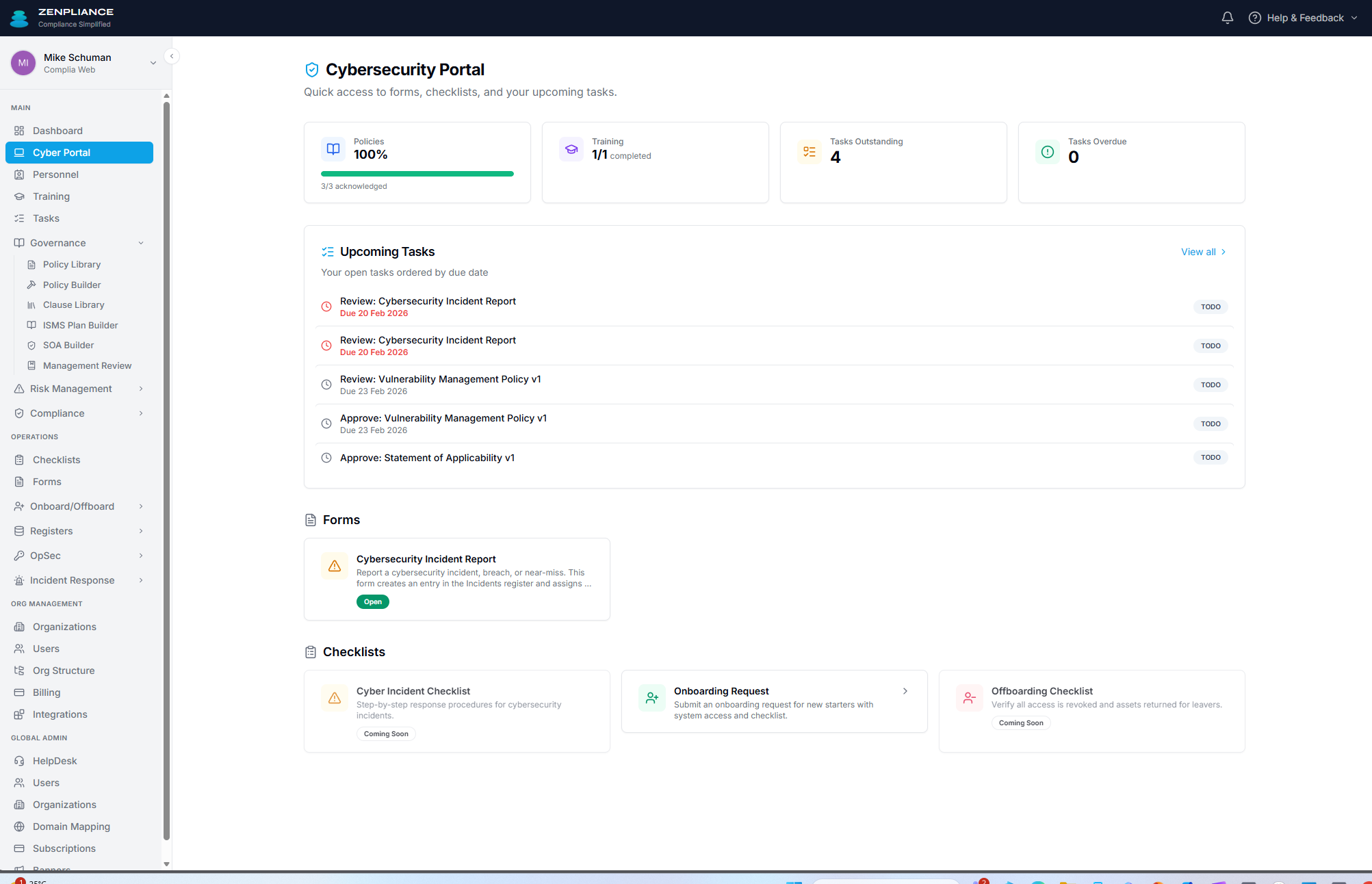 Cyber portal screenshot