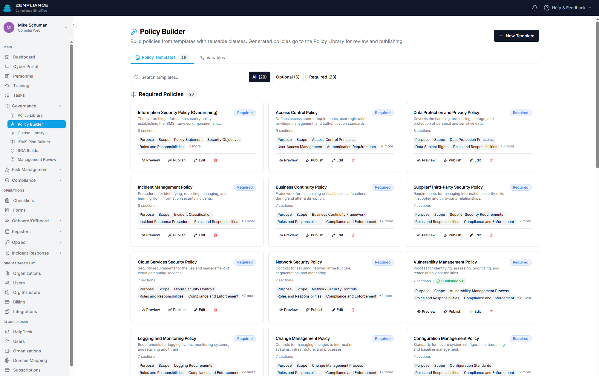 Policy builder screenshot
